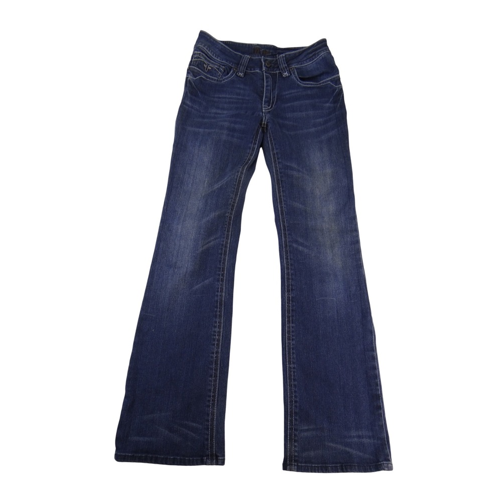 Reba Womens Bootcut Jeans Blue Medium Wash Embroidered Pockets Size 4 4451